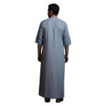 mashroo Grey Naqi Moroccan Thobe Jubba for Men (XL) - Image 5