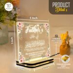 Muslim Father's Day for Dad, Islamic Dua Acrylic LED Night Light Gift, USB Powered Table Lamp for Home Decor, Bedroom Accent, Office Desk Decoration for Papa, Abbu, Father | (5.5x5.5 Inch) - Image 4