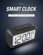 Digital Alarm Clock Table Clock for Students, Home, Office, Corporate with Automatic Sensor, Date & Temperature (Black Digital) ABS Material, 14 W x 8 H Centimeters - Image 3