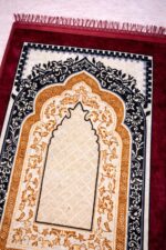 Janamaz Prayer Mat Turkey Soft Velvet | Namaz Mat, Janimaz Namaz Aasan, Islamic Prayer Rug for Salah | 70x110 CM (Printed Red) - Image 4