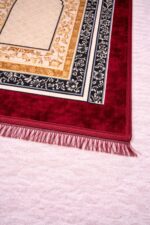 Janamaz Prayer Mat Turkey Soft Velvet | Namaz Mat, Janimaz Namaz Aasan, Islamic Prayer Rug for Salah | 70x110 CM (Printed Red) - Image 5