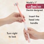 My1brush | Couple Pack | 3 Sided Ultra Soft Bristle Toothbrush for Adults | Instant & Deep 360° Cleaning | Sensitive Teeth | Healthier Gums | BPA Free (Pack of 2) (Aqua Green + Peach) - Image 8