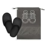 TRENDIVIBE Travel Shoe Bag Non Woven Drawstring Shoes Storage Bag Convenient Dust Cover Grey 32x44cm - Image 4