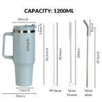 Nestasia GripSip40 Tumbler with Straw & Side Handle 1.2L | Insulated Stainless Steel Sipper Water Bottle for Adults with Dual Flip Opening Sip-Swig Leakproof Lid for Office & Gym (Arctic Blue) - Image 3