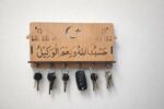 Islamic Key Holder for Wall - Arabic Calligraphy keyholder - 10-inch MDF Key Organizer with 6 Hooks for Home, Office & Entryway - Muslim Housewarming Gift (Hasbunallah Wanimal Wakeel) - Image 4