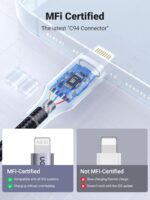 UGREEN USB to Lightning Cable 1M, Apple MFi Certified Nylon Braided Cord, Power Delivery iphone Charger, Aluminium case, for iPhone 14 Pro Max/13/12, iPad Pro/Air/Mini, AirPods, Black - Image 3