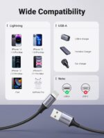 UGREEN USB to Lightning Cable 1M, Apple MFi Certified Nylon Braided Cord, Power Delivery iphone Charger, Aluminium case, for iPhone 14 Pro Max/13/12, iPad Pro/Air/Mini, AirPods, Black - Image 4