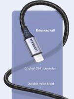 UGREEN USB to Lightning Cable 1M, Apple MFi Certified Nylon Braided Cord, Power Delivery iphone Charger, Aluminium case, for iPhone 14 Pro Max/13/12, iPad Pro/Air/Mini, AirPods, Black - Image 6