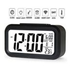 Digital Table Alarm Clock Calendar Snooze Light Smart Battery Operated with Automatic Sensor,Date and Temperature Indoor Multifunctional Alarm Clock for Student and Bedroom (Black1) - Image 3