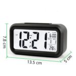 Digital Table Alarm Clock Calendar Snooze Light Smart Battery Operated with Automatic Sensor,Date and Temperature Indoor Multifunctional Alarm Clock for Student and Bedroom (Black1) - Image 5