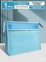 PRADHI Large Waterproof Transparent Tote Bag Mesh Document Organizer Bag with Zipper Expandable File Storage Pouch for Office School Travel (Waterproof Transparent Tote Bag_A_Blue) - Image 3