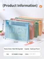 PRADHI Large Waterproof Transparent Tote Bag Mesh Document Organizer Bag with Zipper Expandable File Storage Pouch for Office School Travel (Waterproof Transparent Tote Bag_A_Blue) - Image 4