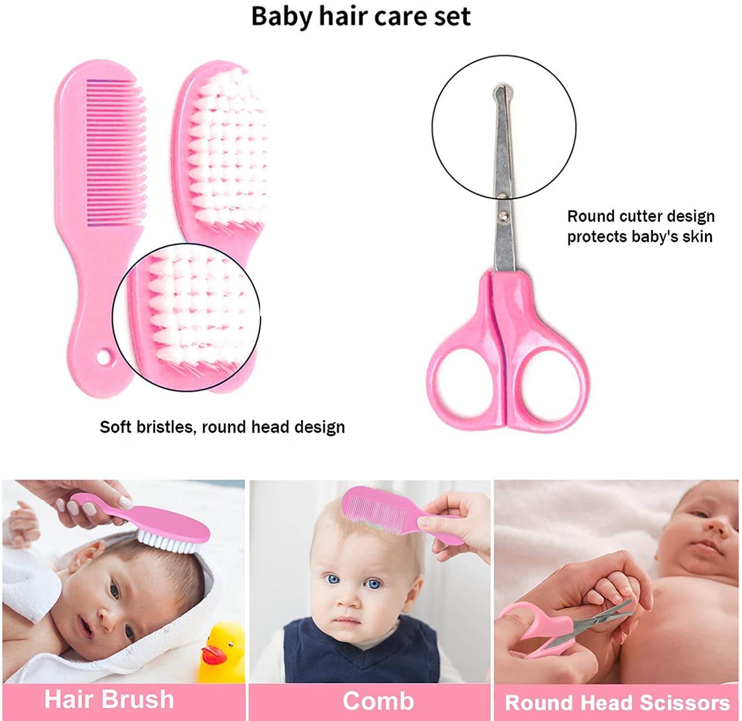 Baby Care KIT Set| Healthcare Kit Newborn Baby Care Accessories Set Baby Nail Clipper Scissors Hair Comb Brush Nose Cleaner Safety for Toddler Infant Nursing Grooming (Set of 1) Multicolor - Image 4