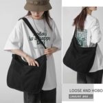 FUOCO Canvas Messenger Bag for Men Women - Vintage Crossbody Sling Bag for Laptop Travel Office College Gym - Aesthetic Shoulder Handbag One Side Tote Bag - Image 3