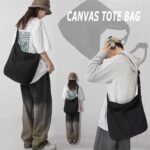 FUOCO Canvas Messenger Bag for Men Women - Vintage Crossbody Sling Bag for Laptop Travel Office College Gym - Aesthetic Shoulder Handbag One Side Tote Bag - Image 5
