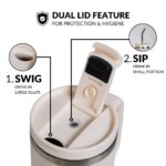 Nestasia GripSip40 Tumbler with Straw & Side Handle 1.2L | Insulated Stainless Steel Sipper Water Bottle for Adults with Dual Flip Opening Sip-Swig Leakproof Lid for Office & Gym (Pearl White) - Image 4