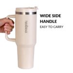 Nestasia GripSip40 Tumbler with Straw & Side Handle 1.2L | Insulated Stainless Steel Sipper Water Bottle for Adults with Dual Flip Opening Sip-Swig Leakproof Lid for Office & Gym (Pearl White) - Image 5