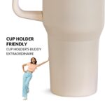 Nestasia GripSip40 Tumbler with Straw & Side Handle 1.2L | Insulated Stainless Steel Sipper Water Bottle for Adults with Dual Flip Opening Sip-Swig Leakproof Lid for Office & Gym (Pearl White) - Image 7