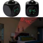 NXZ Plastic LCD Talking Digital Alarm Clock with Projector Time Display Watch and Talking Feature and LED Back Light (Black) - Image 4