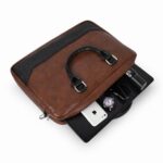 Premium Vegan Leather Laptop Bag for Men | Office Briefcase with Shoulder Strap | Stylish Business Messenger Bag for 15.6 Inch Laptop, Documents & Travel (Tan & Black) - Image 4