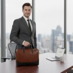 Premium Vegan Leather Laptop Bag for Men | Office Briefcase with Shoulder Strap | Stylish Business Messenger Bag for 15.6 Inch Laptop, Documents & Travel (Tan & Black) - Image 6