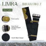 LIMRA Golden Horse Black Ihram Belt - 44" & 48" Sizes | Haji Ihram Black Belt for Men - Image 4