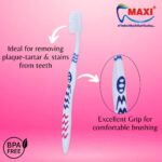 MAXI Mango Hard Bristle Manual Toothbrush for Adults | Deep Plaque Removal & Cavity Protection | Pack of 6 Multicolour - Image 3
