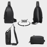 WildHorn Crossbody Sling Bag for Men | Water-Resistant Chest & Shoulder Bag with USB Charging Port, Earphone Hole & Multi-Compartment Storage for Travel & Daily Use (Black) - Image 3