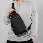 WildHorn Crossbody Sling Bag for Men | Water-Resistant Chest & Shoulder Bag with USB Charging Port, Earphone Hole & Multi-Compartment Storage for Travel & Daily Use (Black) - Image 4