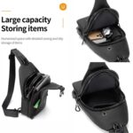 WildHorn Crossbody Sling Bag for Men | Water-Resistant Chest & Shoulder Bag with USB Charging Port, Earphone Hole & Multi-Compartment Storage for Travel & Daily Use (Black) - Image 5