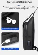 WildHorn Crossbody Sling Bag for Men | Water-Resistant Chest & Shoulder Bag with USB Charging Port, Earphone Hole & Multi-Compartment Storage for Travel & Daily Use (Black) - Image 7