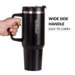 Nestasia GripSip40 Tumbler with Straw & Side Handle 1.2L | Insulated Stainless Steel Sipper Water Bottle for Adults with Dual Flip Opening Sip-Swig Leakproof Lid for Office & Gym (Black Noir) - Image 5