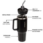 Nestasia GripSip40 Tumbler with Straw & Side Handle 1.2L | Insulated Stainless Steel Sipper Water Bottle for Adults with Dual Flip Opening Sip-Swig Leakproof Lid for Office & Gym (Black Noir) - Image 7