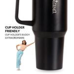 Nestasia GripSip40 Tumbler with Straw & Side Handle 1.2L | Insulated Stainless Steel Sipper Water Bottle for Adults with Dual Flip Opening Sip-Swig Leakproof Lid for Office & Gym (Black Noir) - Image 8