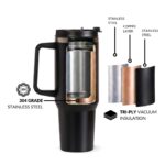 Nestasia GripSip40 Tumbler with Straw & Side Handle 1.2L | Insulated Stainless Steel Sipper Water Bottle for Adults with Dual Flip Opening Sip-Swig Leakproof Lid for Office & Gym (Black Noir) - Image 9