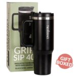 Nestasia GripSip40 Tumbler with Straw & Side Handle 1.2L | Insulated Stainless Steel Sipper Water Bottle for Adults with Dual Flip Opening Sip-Swig Leakproof Lid for Office & Gym (Black Noir) - Image 10