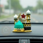 Mini Mosque Islamic with Stones Allah Sign Statue Moon and Star for Car Dashboard Believed to Protect and Bless Travelers on Their Journeys (Multicolor) - Image 3