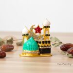 Mini Mosque Islamic with Stones Allah Sign Statue Moon and Star for Car Dashboard Believed to Protect and Bless Travelers on Their Journeys (Multicolor) - Image 4