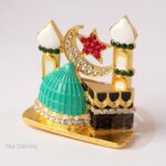 Mini Mosque Islamic with Stones Allah Sign Statue Moon and Star for Car Dashboard Believed to Protect and Bless Travelers on Their Journeys (Multicolor) - Image 5