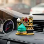 Mini Mosque Islamic with Stones Allah Sign Statue Moon and Star for Car Dashboard Believed to Protect and Bless Travelers on Their Journeys (Multicolor) - Image 6