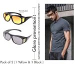 HD Vision Day & Night Unisex Goggles Polarized Sunglasses Men And Women 100% UV Protection Driving All Bikes and Car Anti-Glare Glasses Combo Pack of 2 (Yellow And Black, Large Size) - Image 4