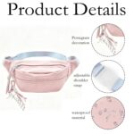 Women Pink Waterproof Nylon Waist Bag, Double Layer Fanny Pack, Compact Crossbody Bum Bag for Travel Outdoor Sports Fitness Urban Commuting Daily Hands-Free Storage - Image 4