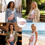 Women Pink Waterproof Nylon Waist Bag, Double Layer Fanny Pack, Compact Crossbody Bum Bag for Travel Outdoor Sports Fitness Urban Commuting Daily Hands-Free Storage - Image 8