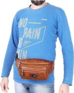 Swanky Leather Waist Pack Travel Bag for Money|Belt| Cards| Mobile|Documents|Books and Bills Dairy Pouch Cross Side Bags for Men Women. with Belt Stylish Waist Luggage Accessories with Trust, Brown - Image 4