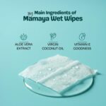 Mamaya Bamboo Baby Wipes (Pack of 3) | Enriched with Virgin Coconut Oil & Aloe Vera | pH 5.5 Alcohol-Free Wipes for New Born Baby | Wet Wipes for Baby Combo Offers - Image 3