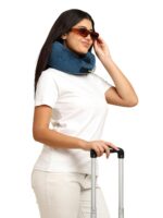 Travel Pillow for Flights – Blue Velvet Travel Neck Pillow with Adjustable Velcro & Carry Bag – Soft & Comfortable Support – Neck Pillow for Flight Travel - Image 8