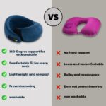 Travel Pillow for Flights – Blue Velvet Travel Neck Pillow with Adjustable Velcro & Carry Bag – Soft & Comfortable Support – Neck Pillow for Flight Travel - Image 9