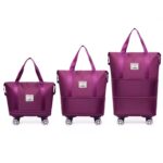 Rolling Duffle Bag with Wheels, Expandable Foldable Travel Duffle Bag with Telescopic Handle, Portable Wheeled Luggage Bag for Travel, Lightweight Foldable Suitcase Bag for Men & Women (Maroon) - Image 5