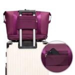 Rolling Duffle Bag with Wheels, Expandable Foldable Travel Duffle Bag with Telescopic Handle, Portable Wheeled Luggage Bag for Travel, Lightweight Foldable Suitcase Bag for Men & Women (Maroon) - Image 6