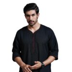 mashroo Black Sahal Moroccan Thobe Jubba for Men (XL) - Image 3